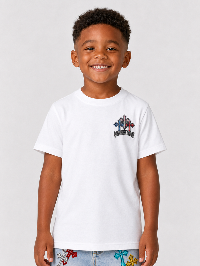 FWRD Kids Crystalized Templar denim jeans in ice blue, stylish kids' denim with a modern fit and detailed stitching.