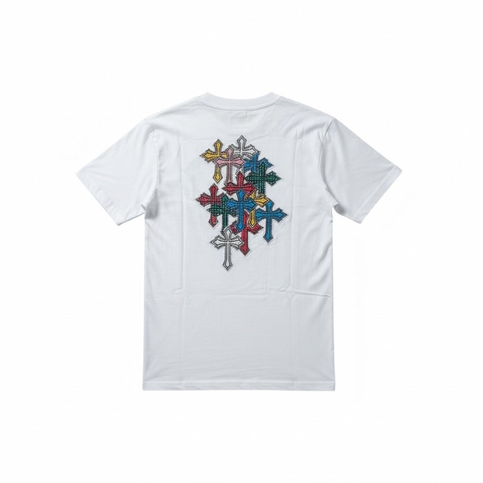 White FWRD Kids Crystalized Templar Rhinestone T-Shirt for kids, featuring sparkling rhinestone details on the front.