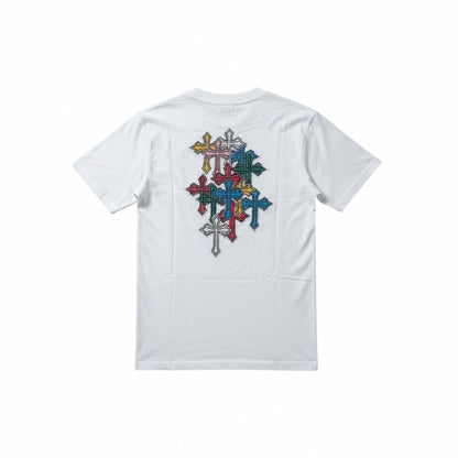 White FWRD Kids Crystalized Templar Rhinestone T-Shirt for kids, featuring sparkling rhinestone details on the front.