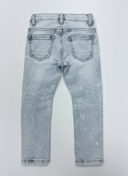 Ice blue FWRD Kids Moto Denim jeans for kids, featuring stylish denim fabric and moto style design.