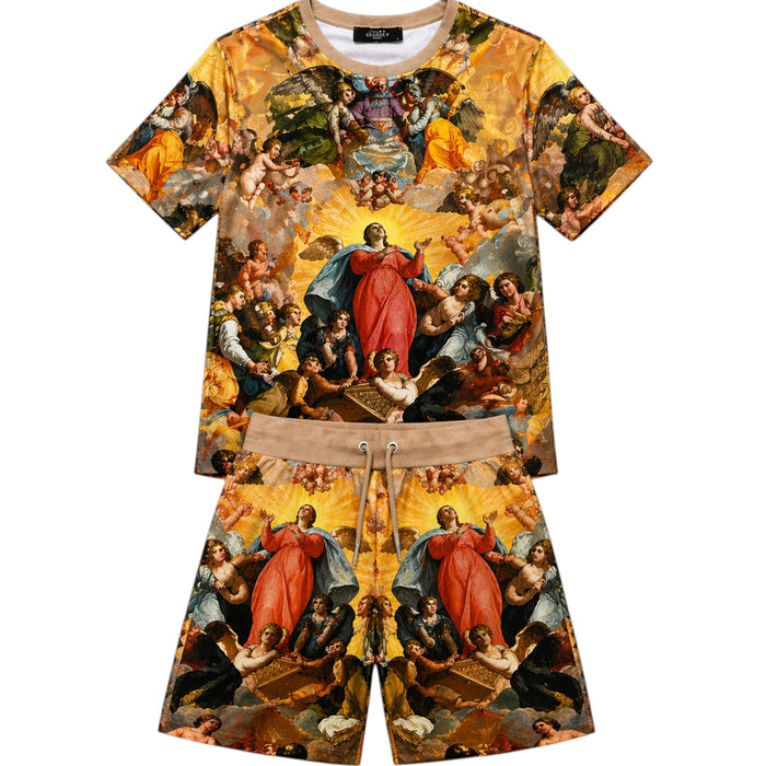 George V men's high praise all-over print tee with rhinestones, featuring a bold, stylish design on a premium men's T-shirt.
