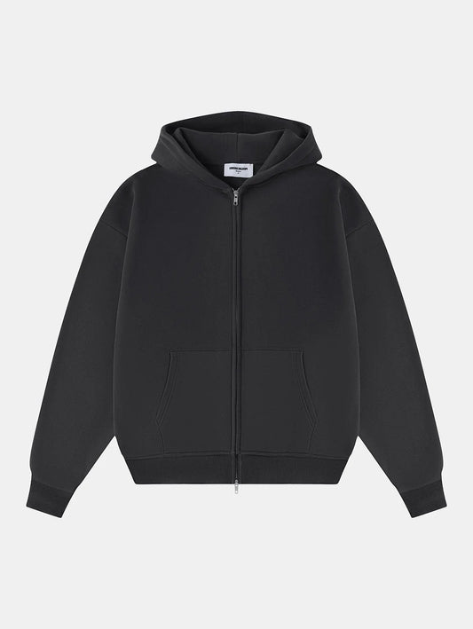 360 GSM CROPPED FIT 'DARK GRAY' ZIP-UP HOODIE