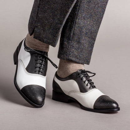 Gladys Vintage Cap Toe Oxfords (Black/White)