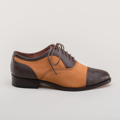 Gladys Vintage Cap Toe Oxfords (Brown/Cognac)