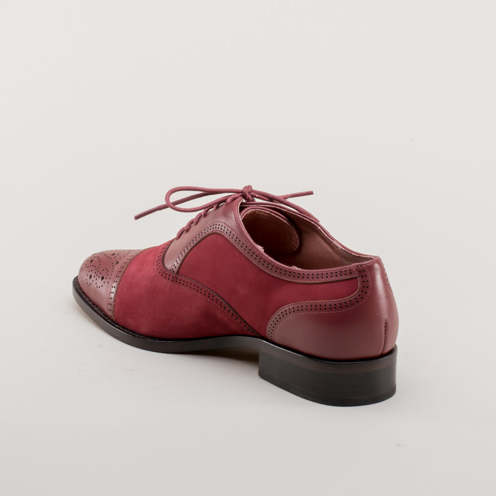 Gladys Vintage Cap Toe Oxfords (Oxblood)