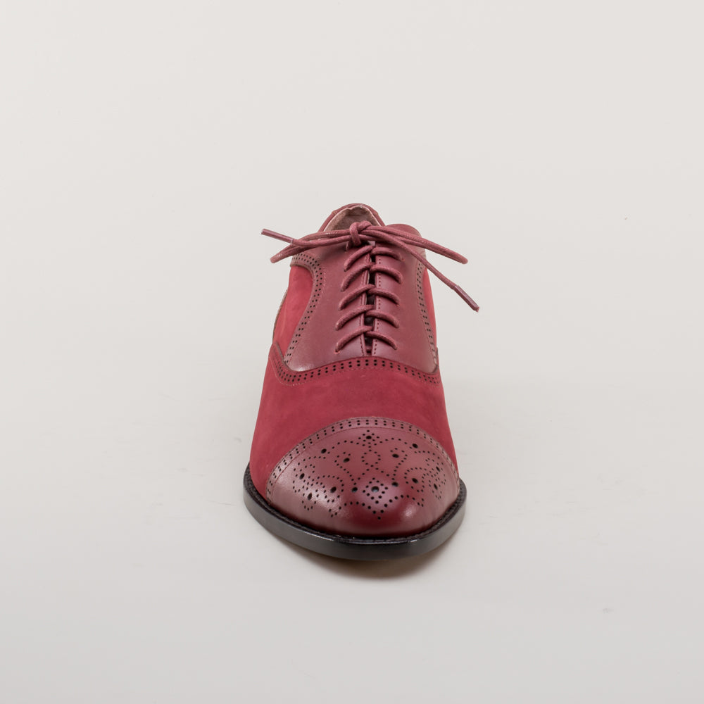 Gladys Vintage Cap Toe Oxfords (Oxblood)