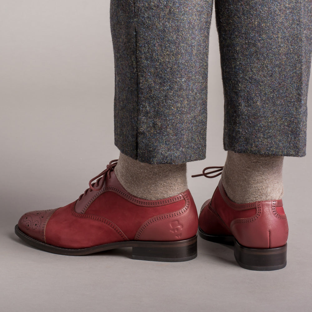 Gladys Vintage Cap Toe Oxfords (Oxblood)