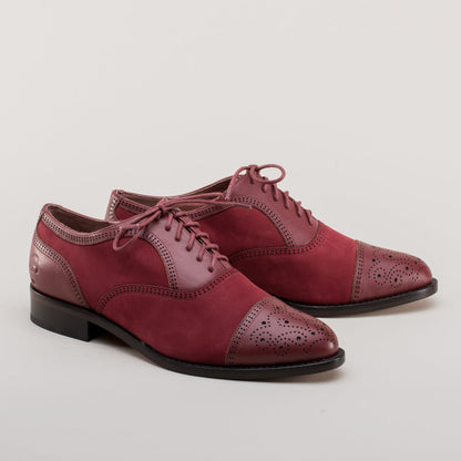 Gladys Vintage Cap Toe Oxfords (Oxblood)