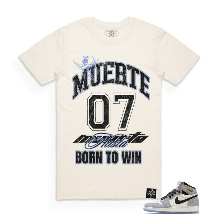 Natural Hasta Muerte 'Uni Stacked' T-Shirt with graphic design, featuring a beige color and casual fit.