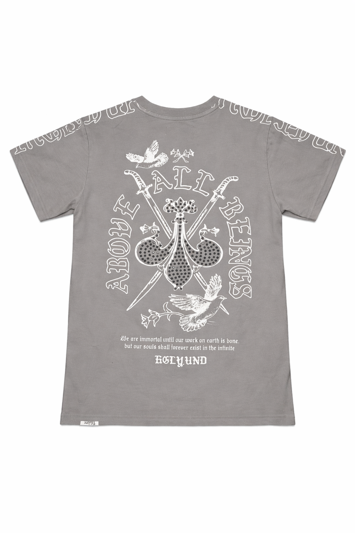Kids' Pewter Above All T-Shirt by Highly Undrtd Kids, featuring a comfortable fit and soft fabric, perfect for everyday wear.