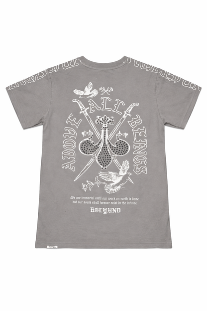 Kids' Pewter Above All T-Shirt by Highly Undrtd Kids, featuring a comfortable fit and soft fabric, perfect for everyday wear.