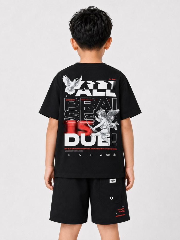 Kids' black and red T-shirt by Highly Undrtd Kids, featuring bold "The Almighty" graphic design.