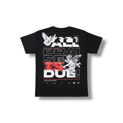 Black and red Highly Undrtd Kids 'The Almighty' T-Shirt for kids, featuring bold graphic design and comfortable fit.