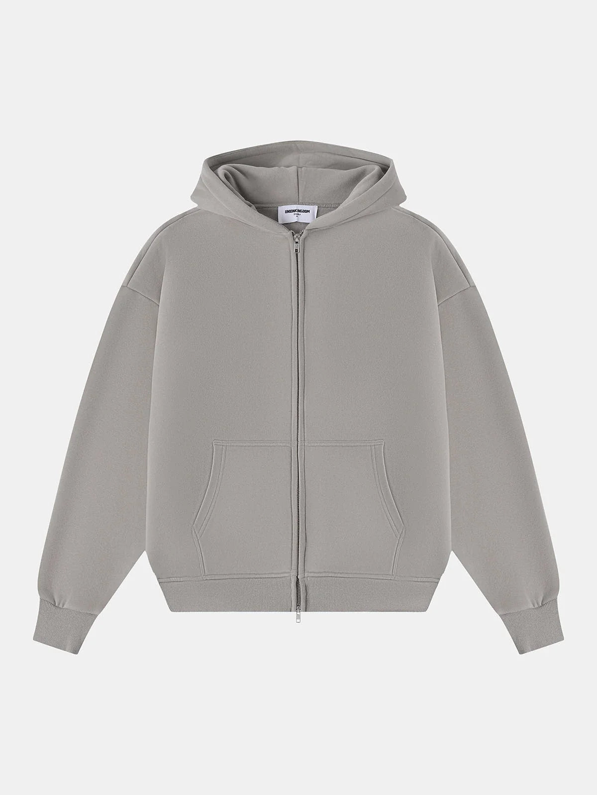 360 GSM CROPPED FIT 'SILVER GRAY' ZIP-UP HOODIE
