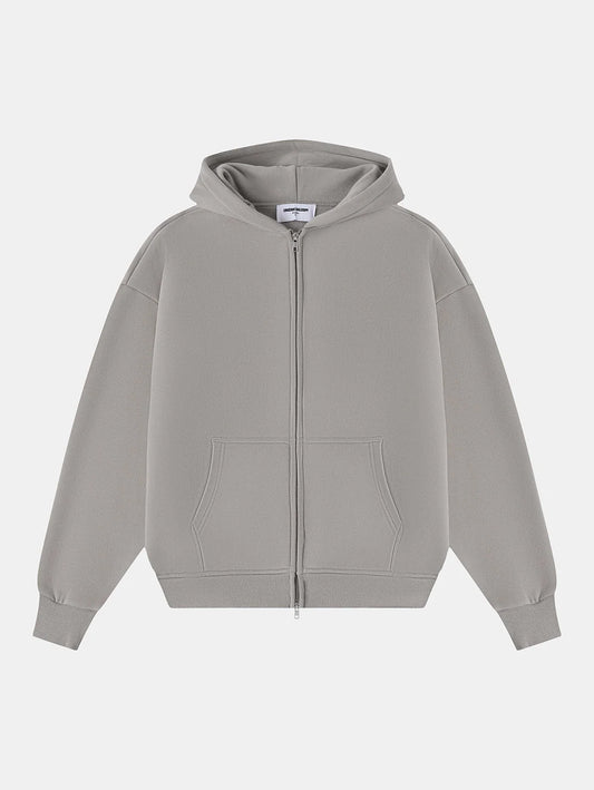 360 GSM CROPPED FIT 'SILVER GRAY' ZIP-UP HOODIE