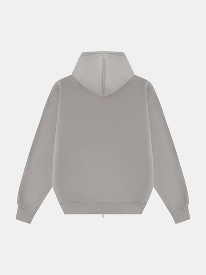 360 GSM CROPPED FIT 'SILVER GRAY' ZIP-UP HOODIE