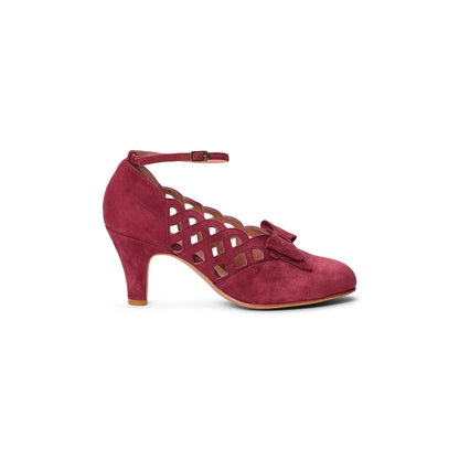 Jessie Vintage Pumps Wide (Wine Suede)