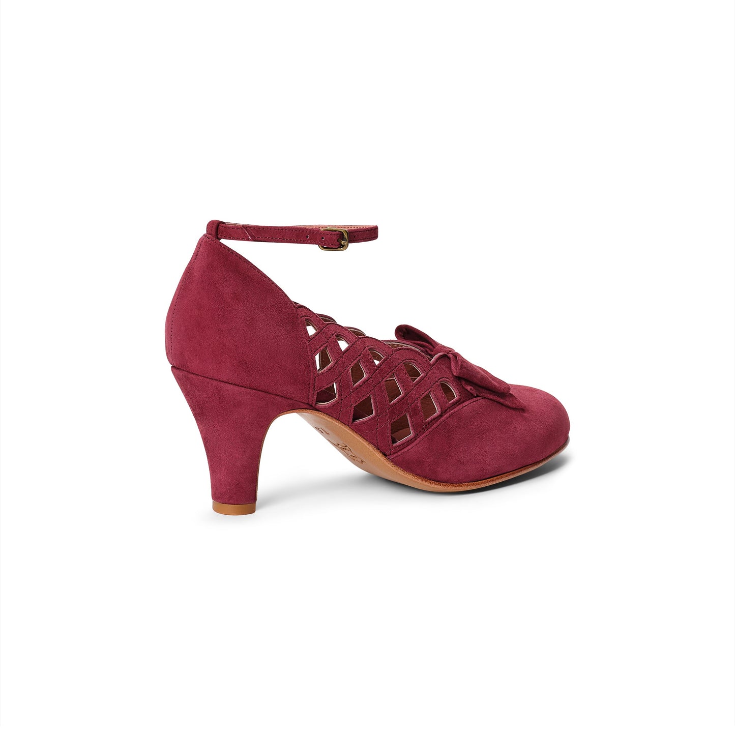 Jessie Vintage Pumps Wide (Wine Suede)