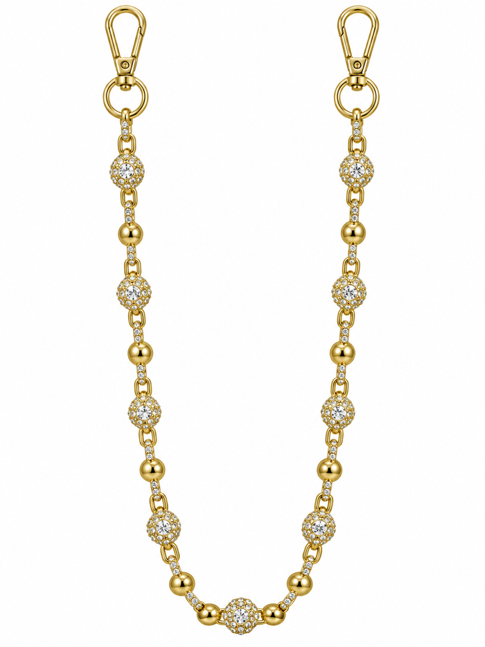 Jewelry Essentials 'Rhinestone Ball' Pocket Chain (Gold)