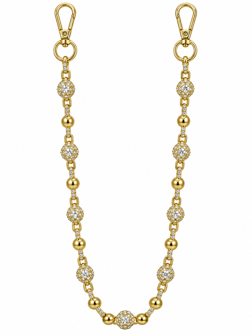 Jewelry Essentials 'Rhinestone Ball' Pocket Chain (Gold)
