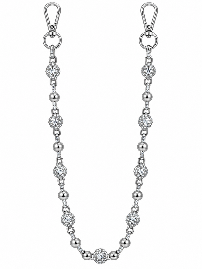 Jewelry Essentials 'Rhinestone Ball' Pocket Chain (Silver)
