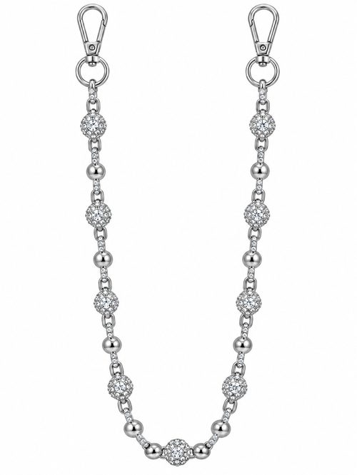 Jewelry Essentials 'Rhinestone Ball' Pocket Chain (Silver)