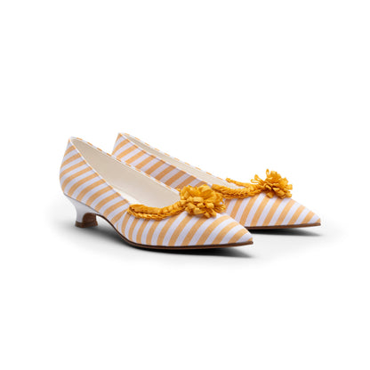 Josephine 18th Century Pumps (Yolk Yellow/White)
