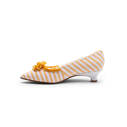 Josephine 18th Century Pumps (Yolk Yellow/White)