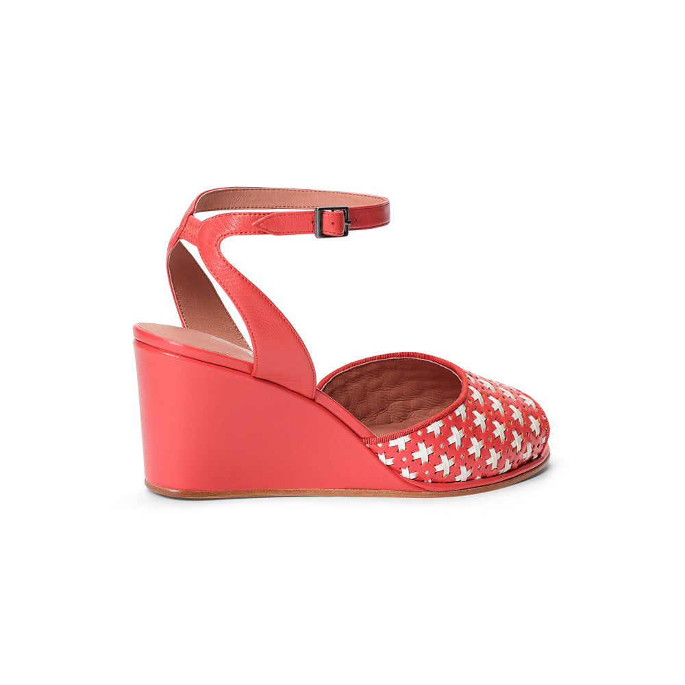 PRE-ORDER Judy 1940s Wedges (Red/Ivory)