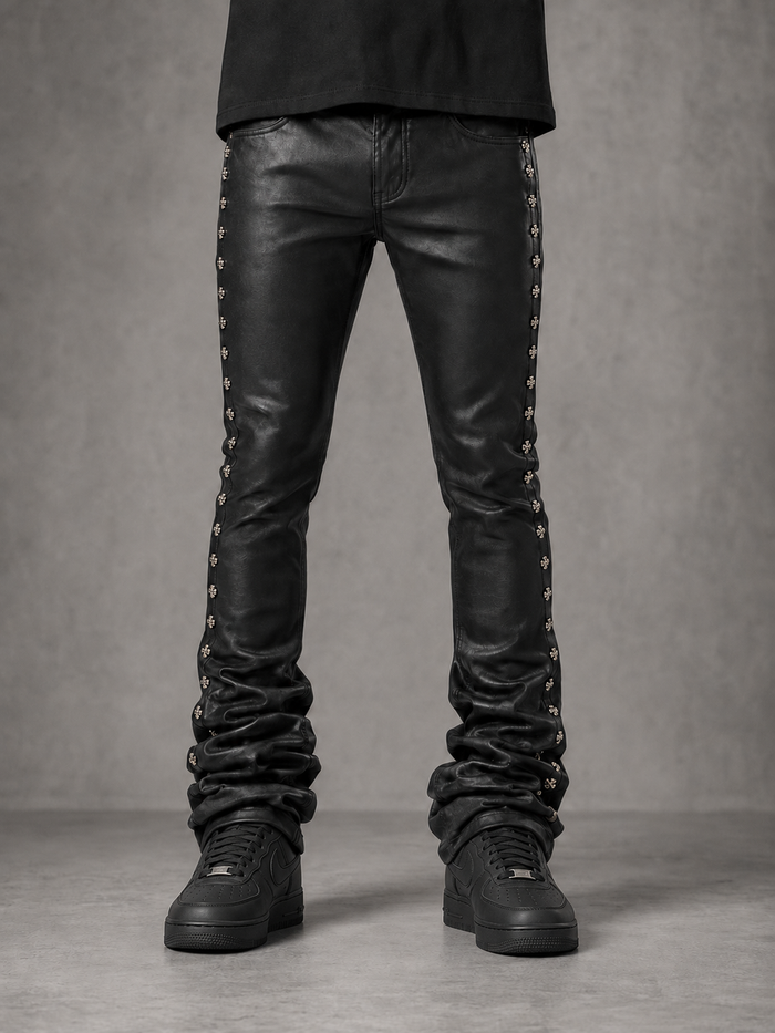 Kindred coated stud stacked denim jacket featuring metal stud embellishments and a casual, stylish denim design.
