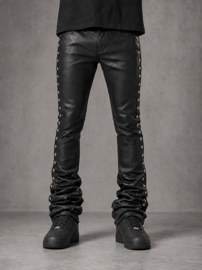 Kindred coated stud stacked denim jacket featuring metal stud embellishments and a casual, stylish denim design.