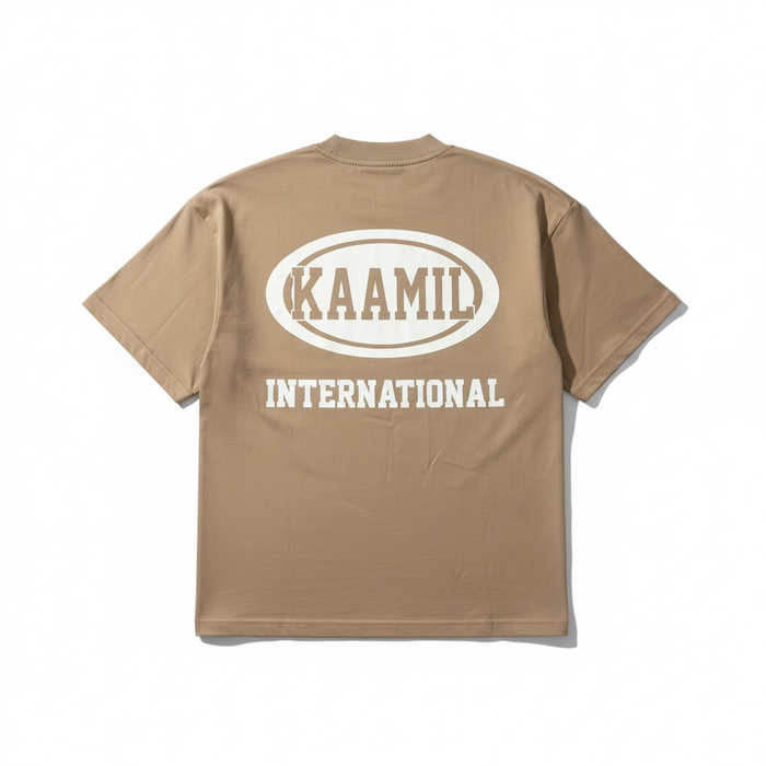 KML 'INTERNATIONAL' heavyweight T-shirt in timber color, showcasing a comfortable fit and casual style.