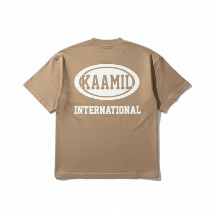 KML 'INTERNATIONAL' heavyweight T-shirt in timber color, showcasing a comfortable fit and casual style.