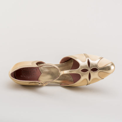 Lilith Vintage Flapper T-Straps (Gold/Gold)