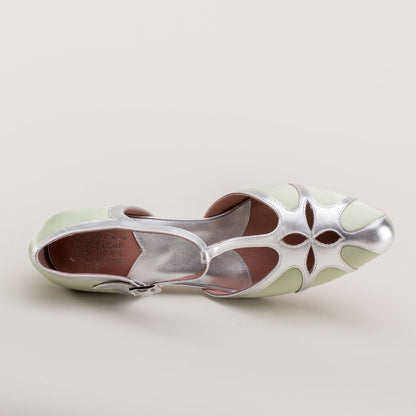 Lilith Vintage Flapper T-Straps (Green/Silver)