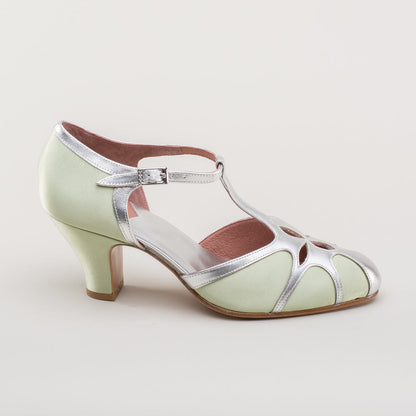 Lilith Vintage Flapper T-Straps (Green/Silver)