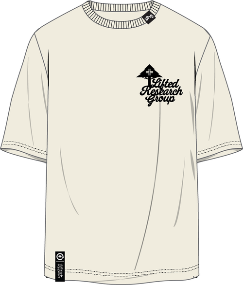 Cream LRG High Altitude T-Shirt with graphic print, crew neck, and short sleeves, displayed on a plain background.