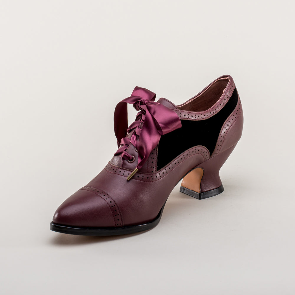 Lucille Edwardian Oxfords (Merlot/Black)