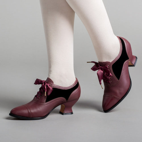 Lucille Edwardian Oxfords (Merlot/Black)