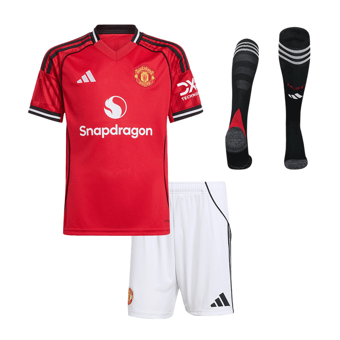Manchester United Home Kids Soccer Jerseys Full Kit 2025/26