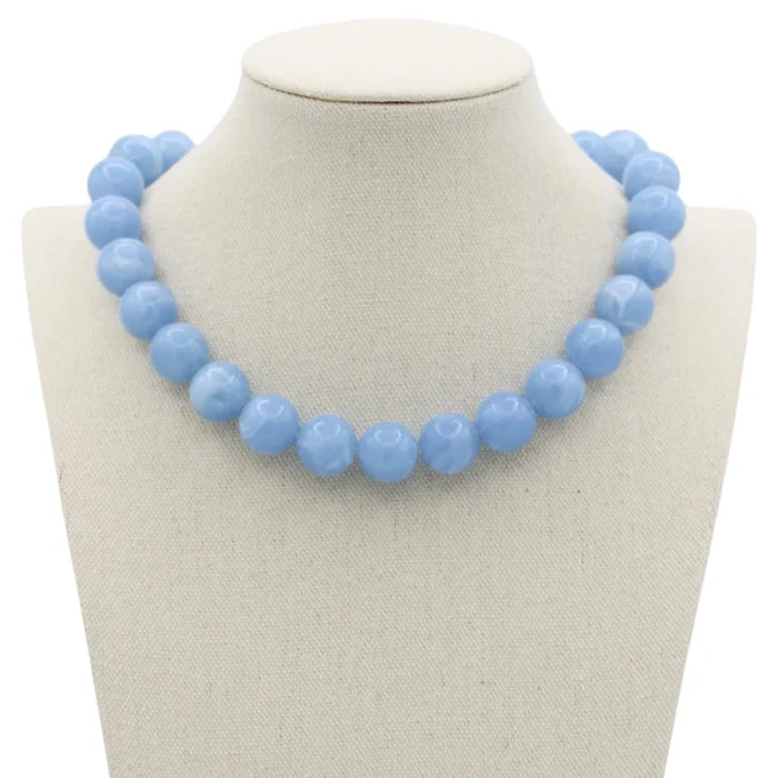 Marbled Beaded Necklace - Blue