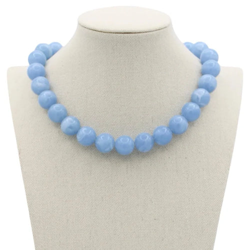 Marbled Beaded Necklace - Blue