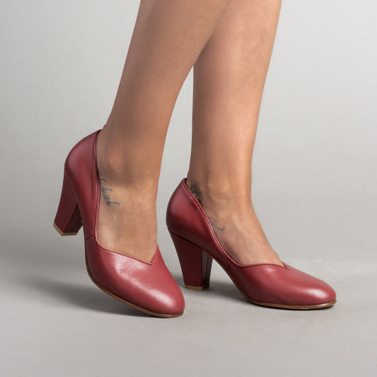 Marilyn Vintage Pumps Wide (Oxblood)
