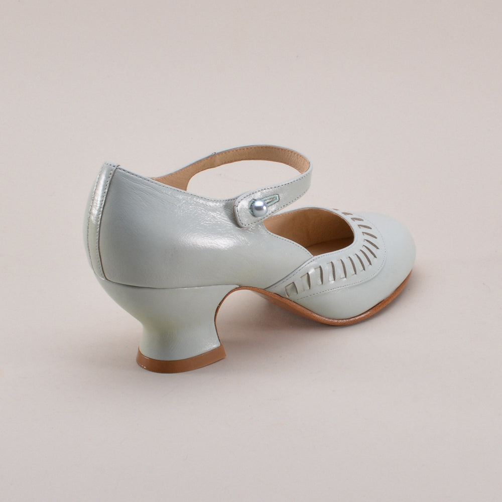 Marjorie 1920s Shoes (Blue Mist)