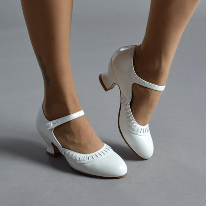 Marjorie 1920s Shoes (Soft White)