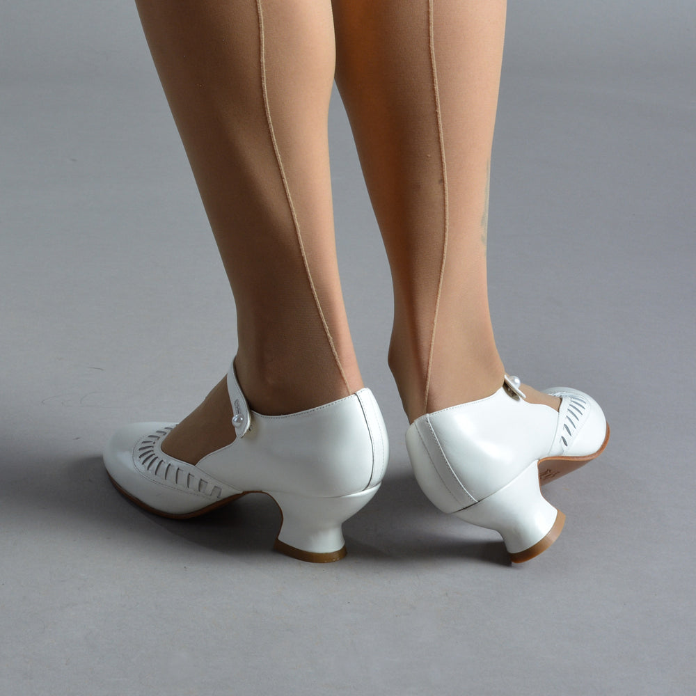 Marjorie 1920s Shoes (Soft White)