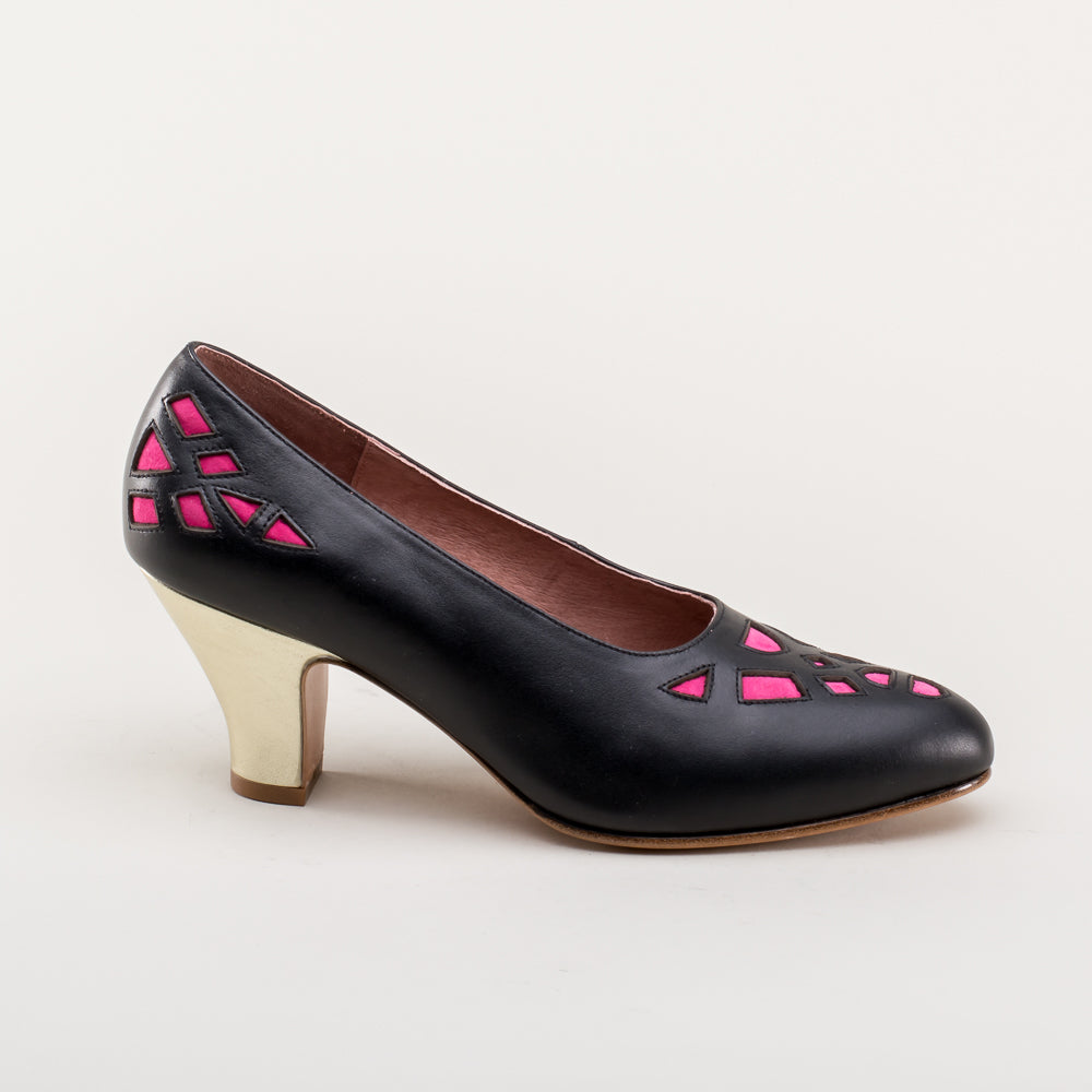 Meme Vintage Pumps (Black/Pink/Gold)