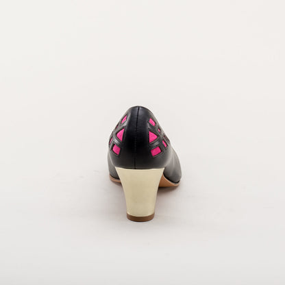 Meme Vintage Pumps (Black/Pink/Gold)