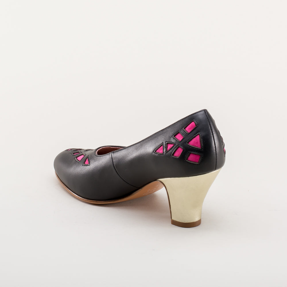 Meme Vintage Pumps (Black/Pink/Gold)