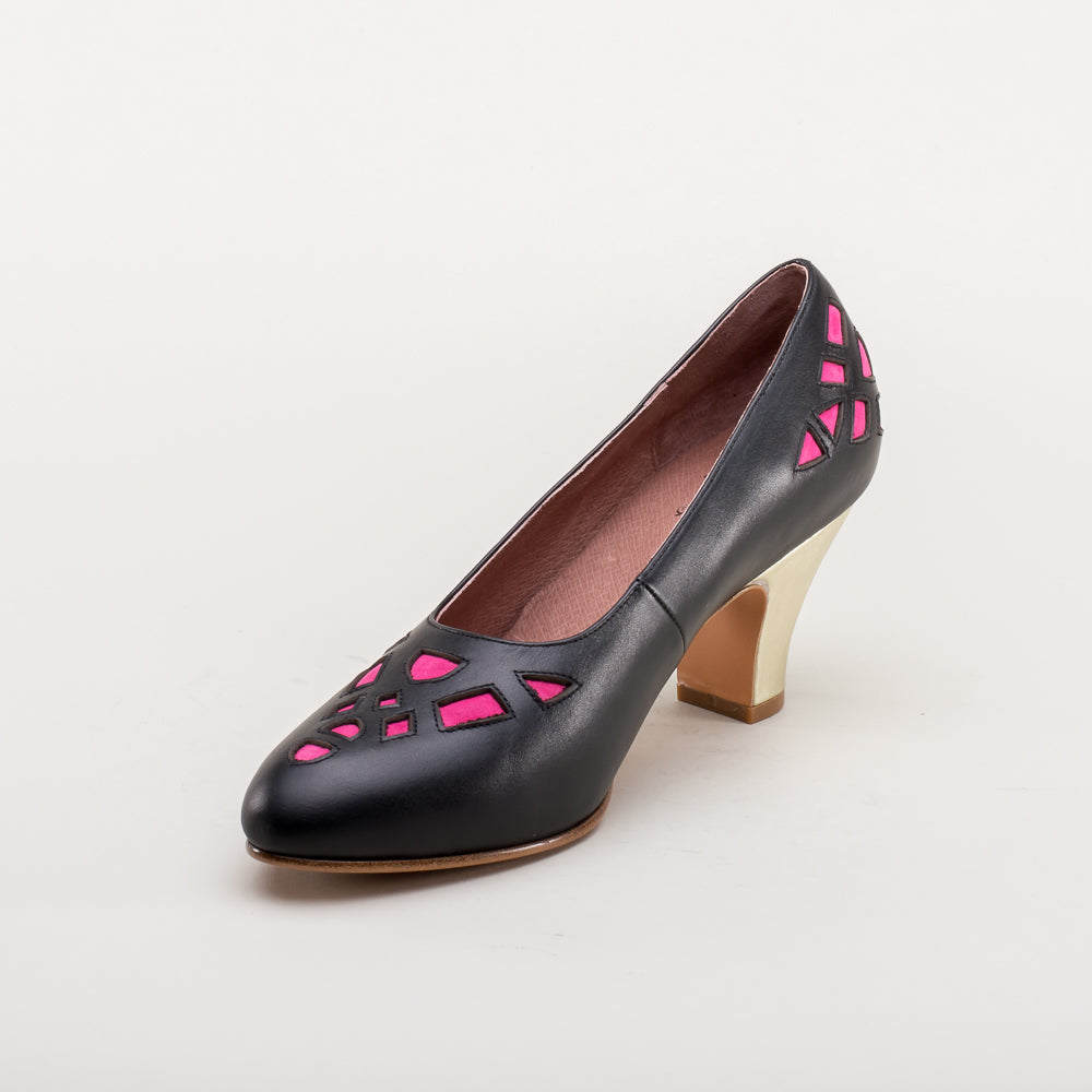 Meme Vintage Pumps (Black/Pink/Gold)